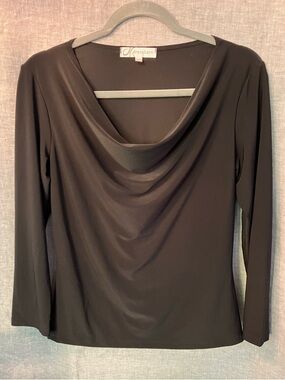 Vintage 90s Y2K Dressbarn Cowl Neck Top in Black, size Small